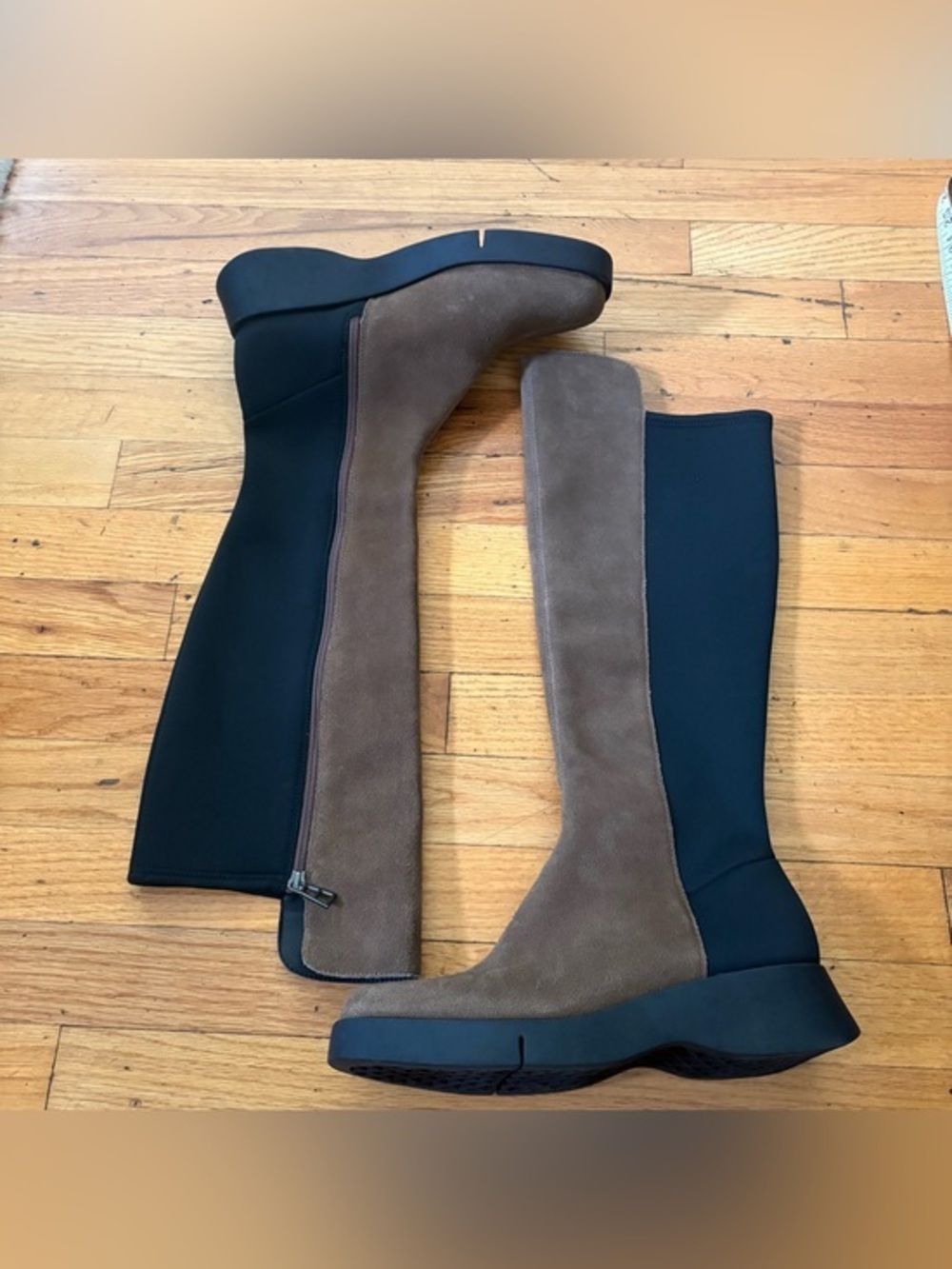 Aerosoles Suede & Neoprene Tall Boots Zip Comfort Sole Size 8.5